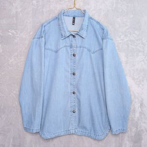 2 FLY CO. Light Wash Denim Shacket Shirt Size 2X/3X Cotton Western Yoke Country